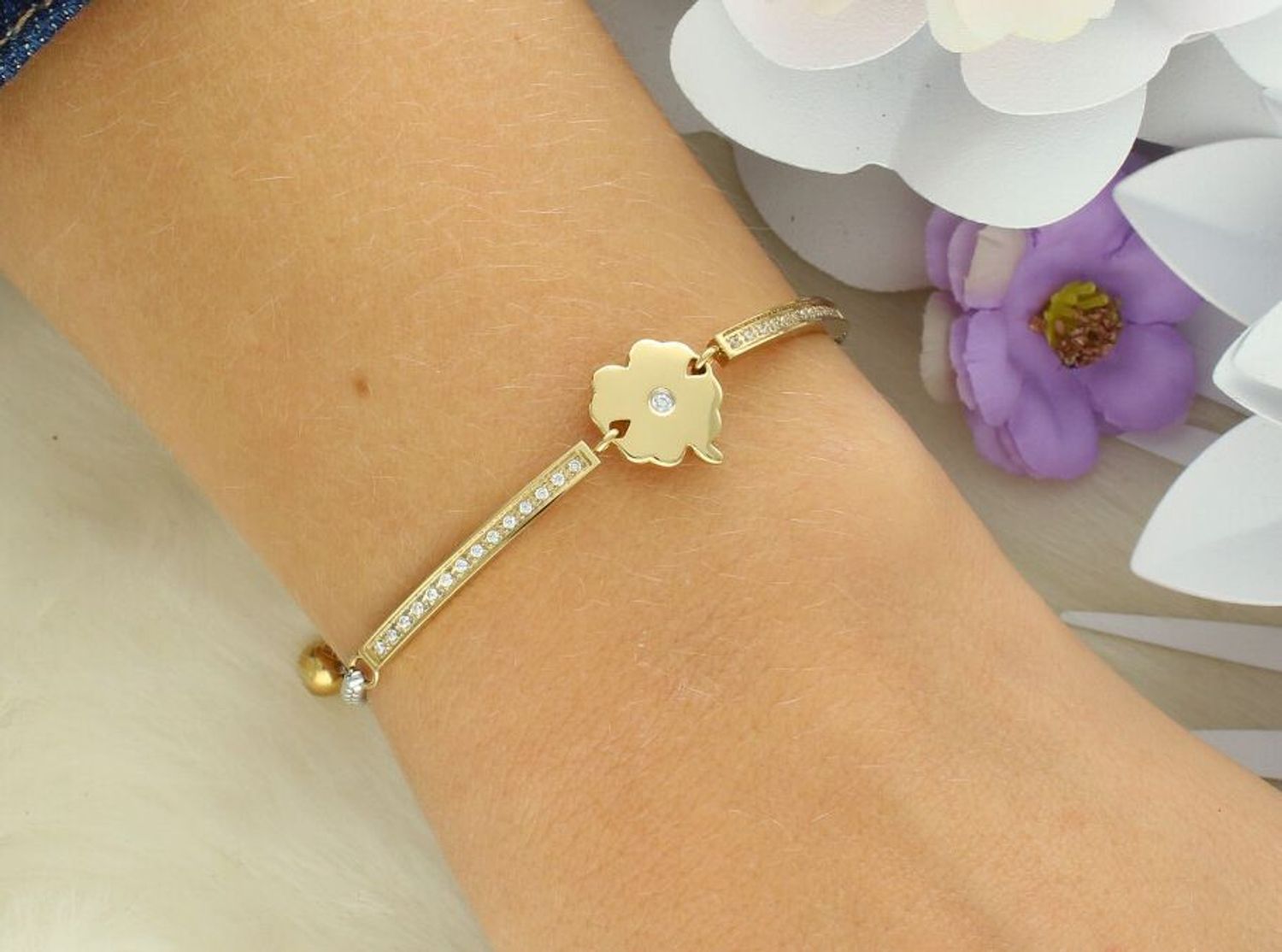 Bransoletka damska Nomination Italy Milleluci koniczynka złota 028018 006.jpg